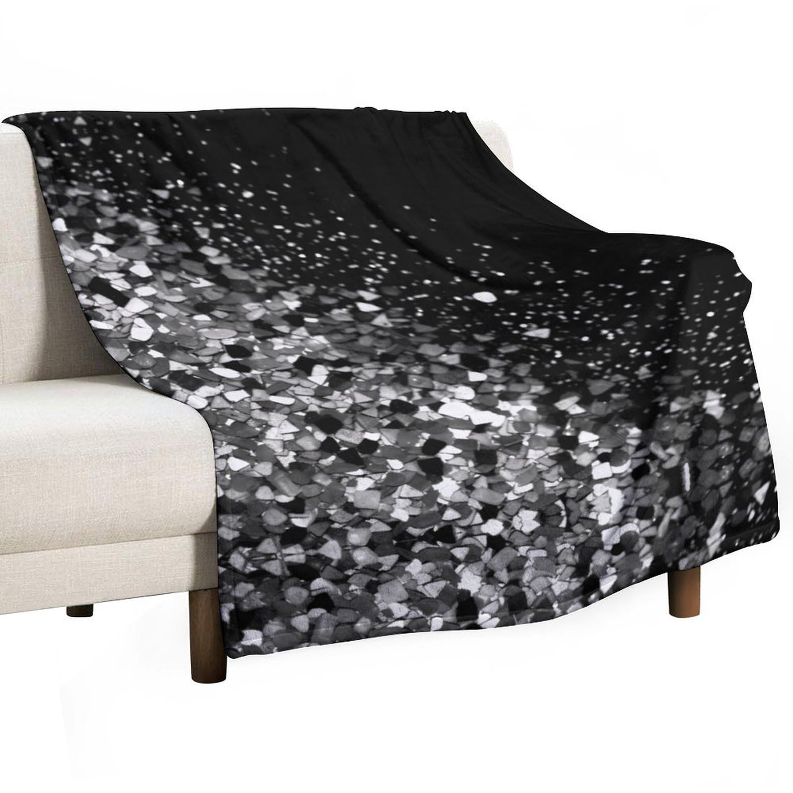 Couverture polaire à paillettes pour canapé froid : le plaid doux noir et blanc