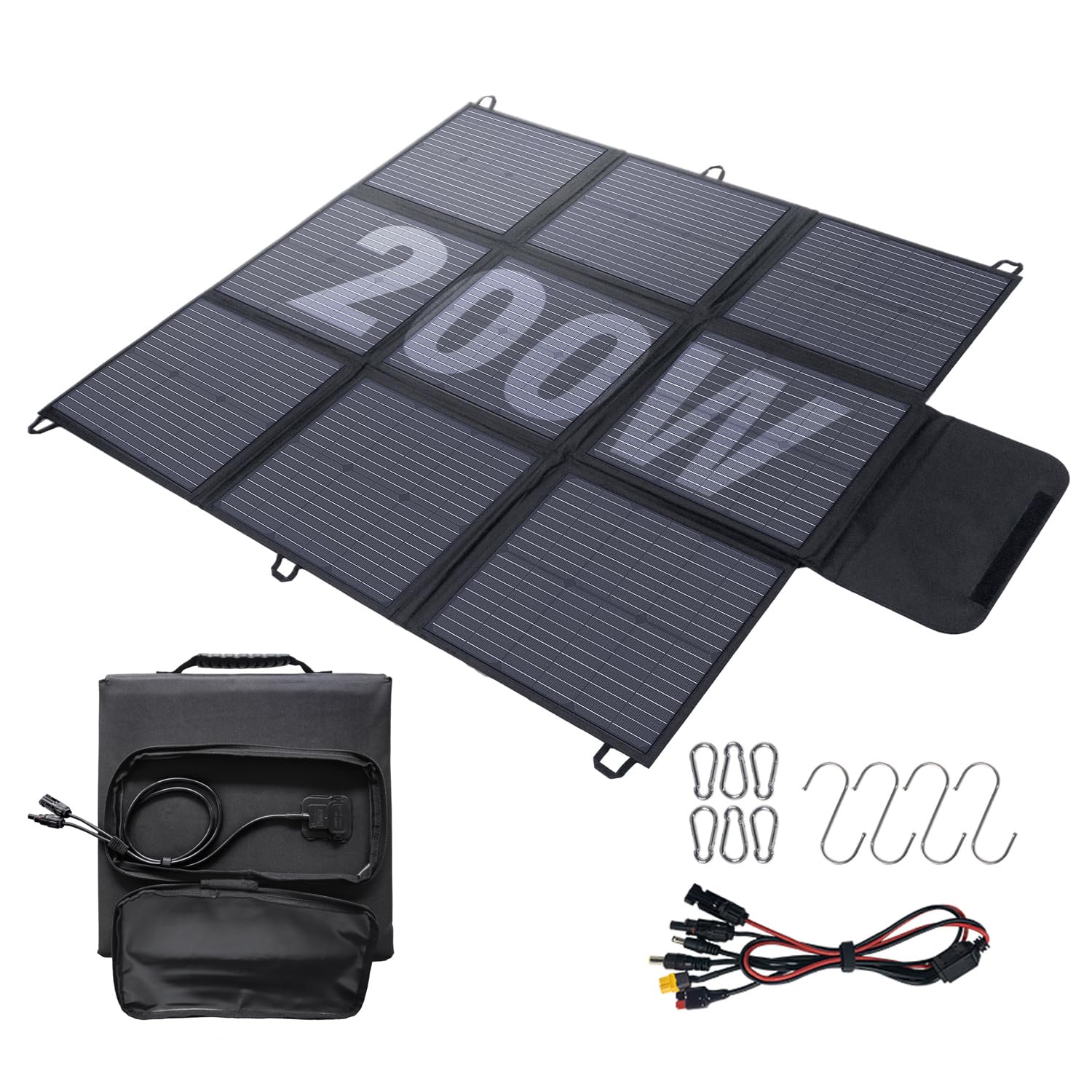 Panneau Solaire Pliable 200 W – IP67 étanche – Conversion 22% – Charge Rapide 25A – Pour Camping, Van, Urgences – 5,25 Kg
