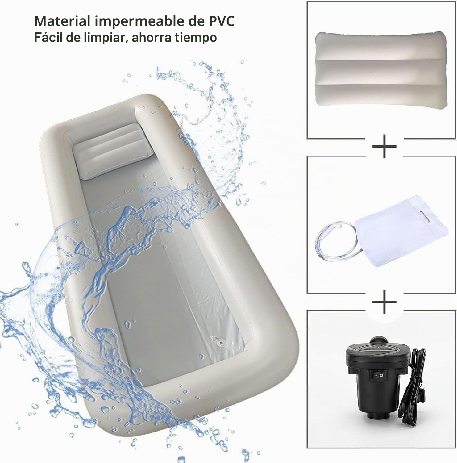Kits Médicos De Bañera Hinchable con Ducha Junto A La Cama/Sistemas Portátiles De Bañera Hinchable De PVC/Ayudas Junto A La Cama para Discapacitados, Ancianos Y Pacientes Encamados