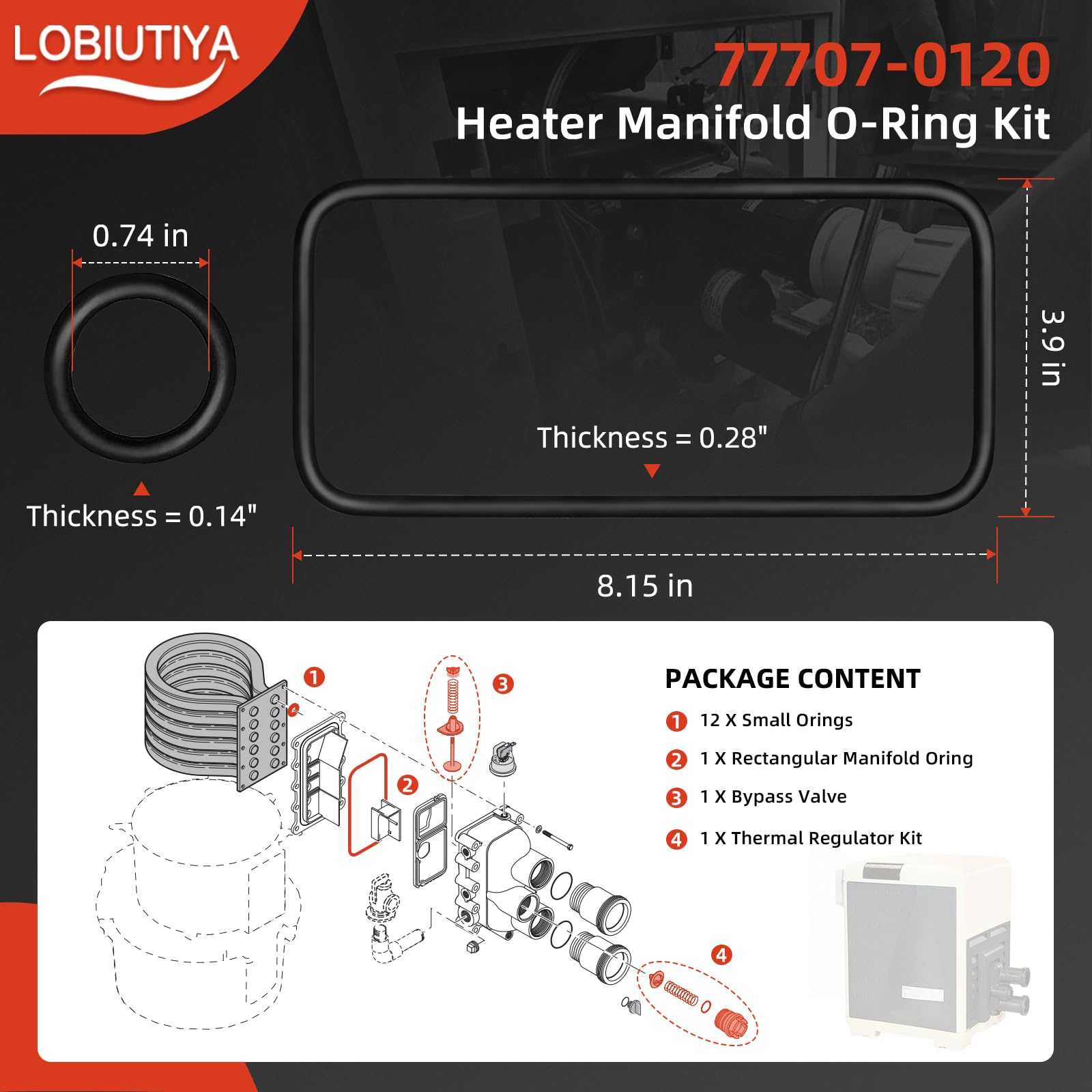 Zestaw naprawczy nagrzewnicy basenowej do MasterTemp & Sta-Rite Max-E-Therm 200 250 300 333 400 - zawiera 77707-0010 regulator termiczny (38000-0007S), 77707-0001 zawór obejściowy kolektora