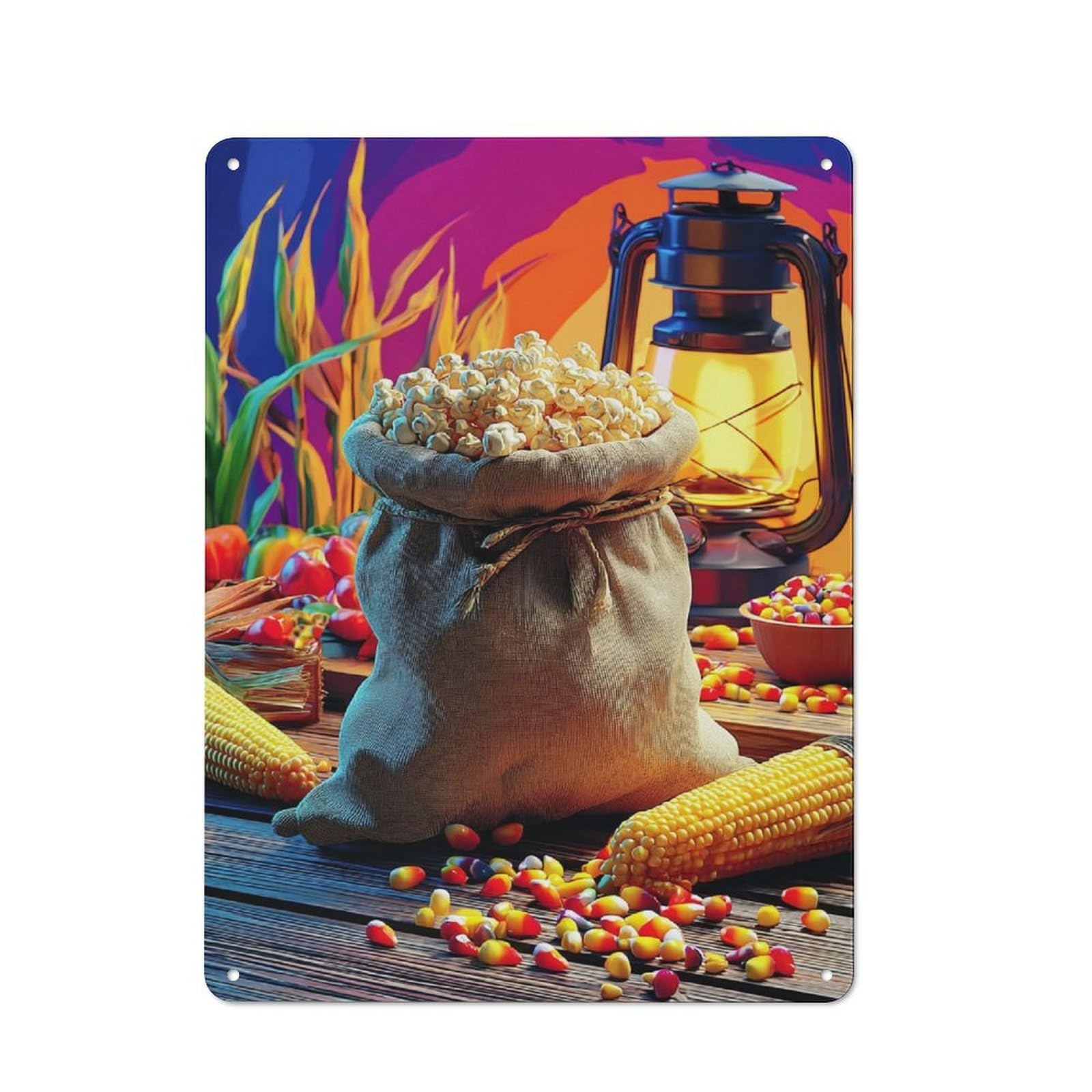 Junmoney Autumn Harvest Still Life Retro Vintage Tin Sign 40X30cm, Cafe Wall Decor For Kitchen, Cafe, Pantry Or Dining Room