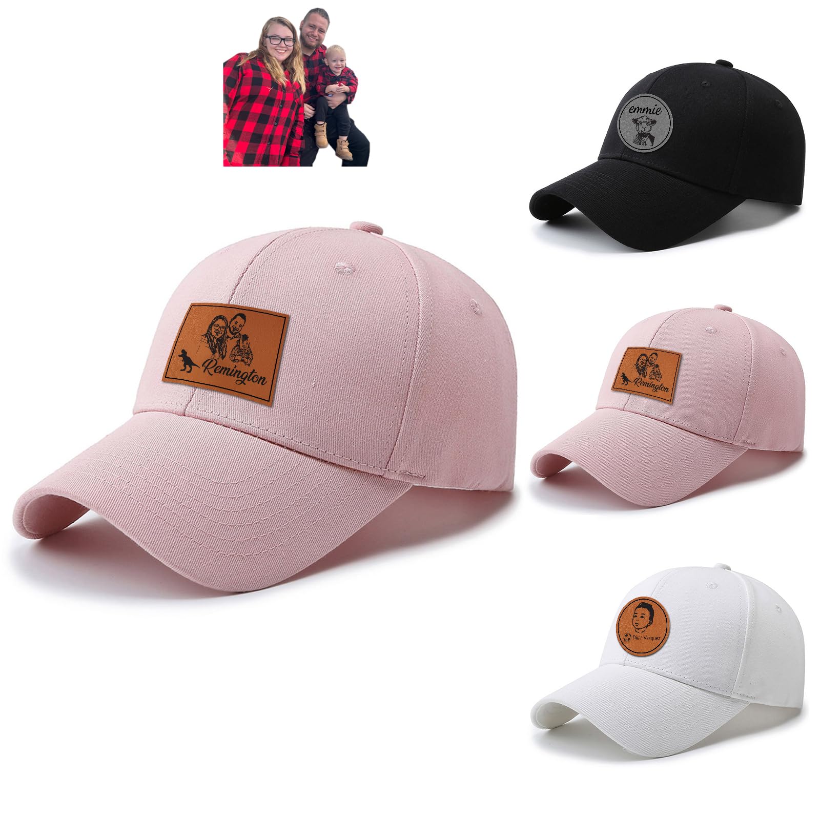 Personalized Kid Engraved Photo Baseball Cap: Custom Gray-Black Sun Hat - Adjustable Snapback Trucker Caps for Child