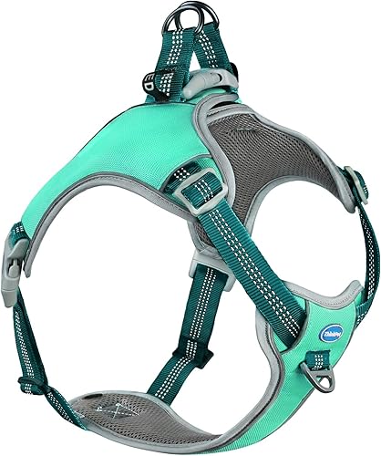 ThinkPet Dog Harness for Medium Dogs No Pull, Escape Proof Step-in Reflective Dog Vest Adjustable Breathable Halter Harness with BackFront Clip for