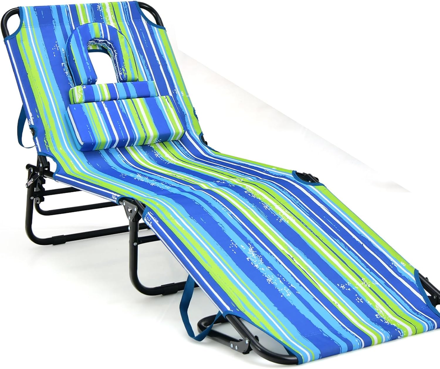 Giantex Chaise Folding Chair Adjustable Beach Patio Lounge Recliner
