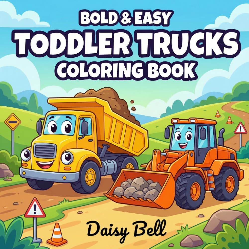 Toddler Trucks: Fun And Easy Truck Coloring Book Featuring Big Construction Vehicles Fire Engines And Mighty Tractors For Kids