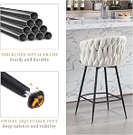 BFZ Bar Stools Set of 2 for Kitchen Counter, 26 inch Modern Fabric Counter Height Barstools, 360° Swivel Bar Chairs Stools with Woven Back and Footrest for Bar, Kitchen Island