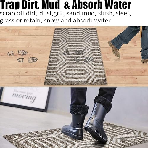 Miniatura 3 de Tapete para interiores de 32 x 48 pulgadas, tapete absorbente para puerta delantera y trasera, parte trasera de goma, antideslizante, atrapador de