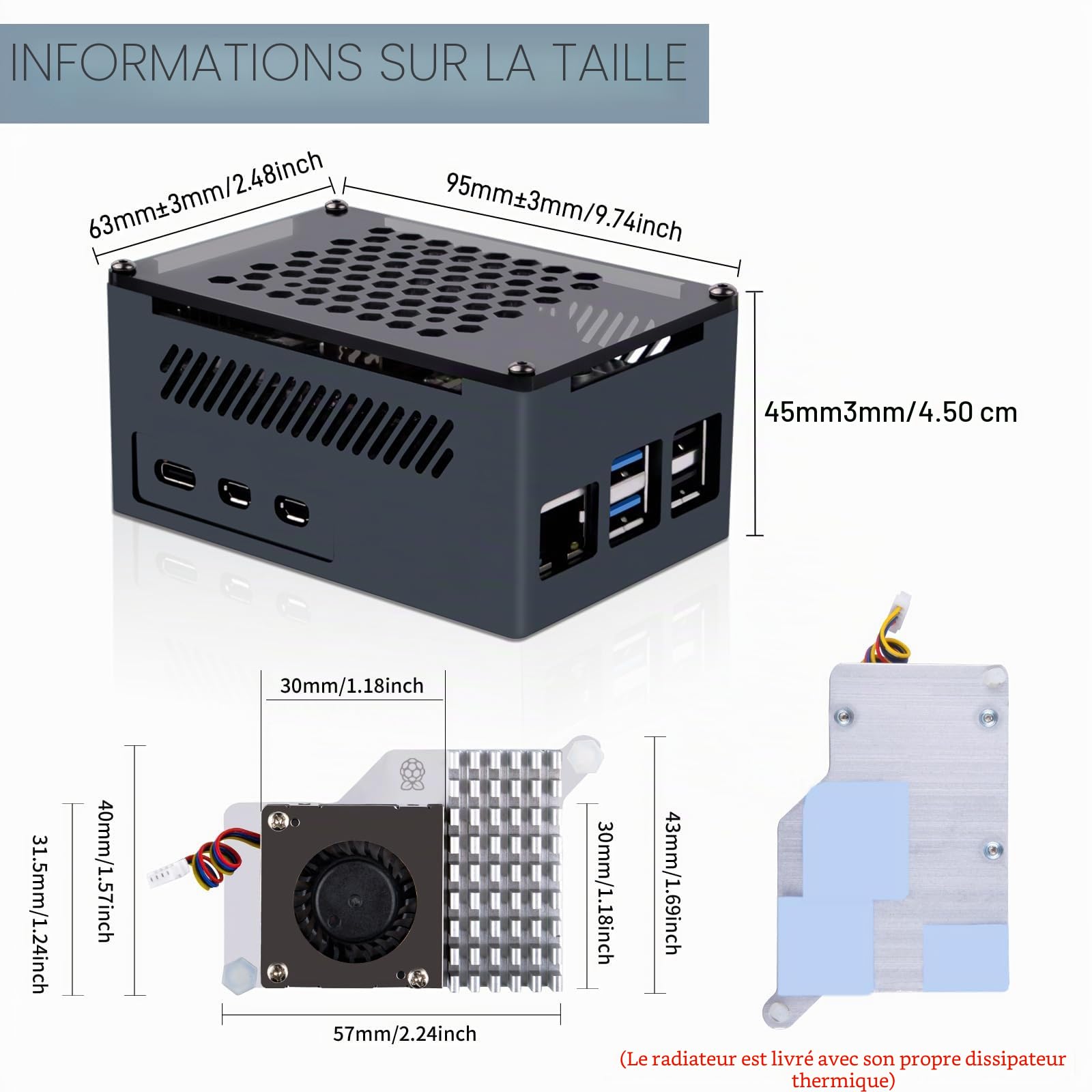 GeeekPi P33 M.2 NVME M-Key PoE+ Hat with Official Pi 5 Active Cooler and Aluminum Case for Raspberry Pi 5, Support M.2 NVMe SSDs 2230/2242/2260/2280