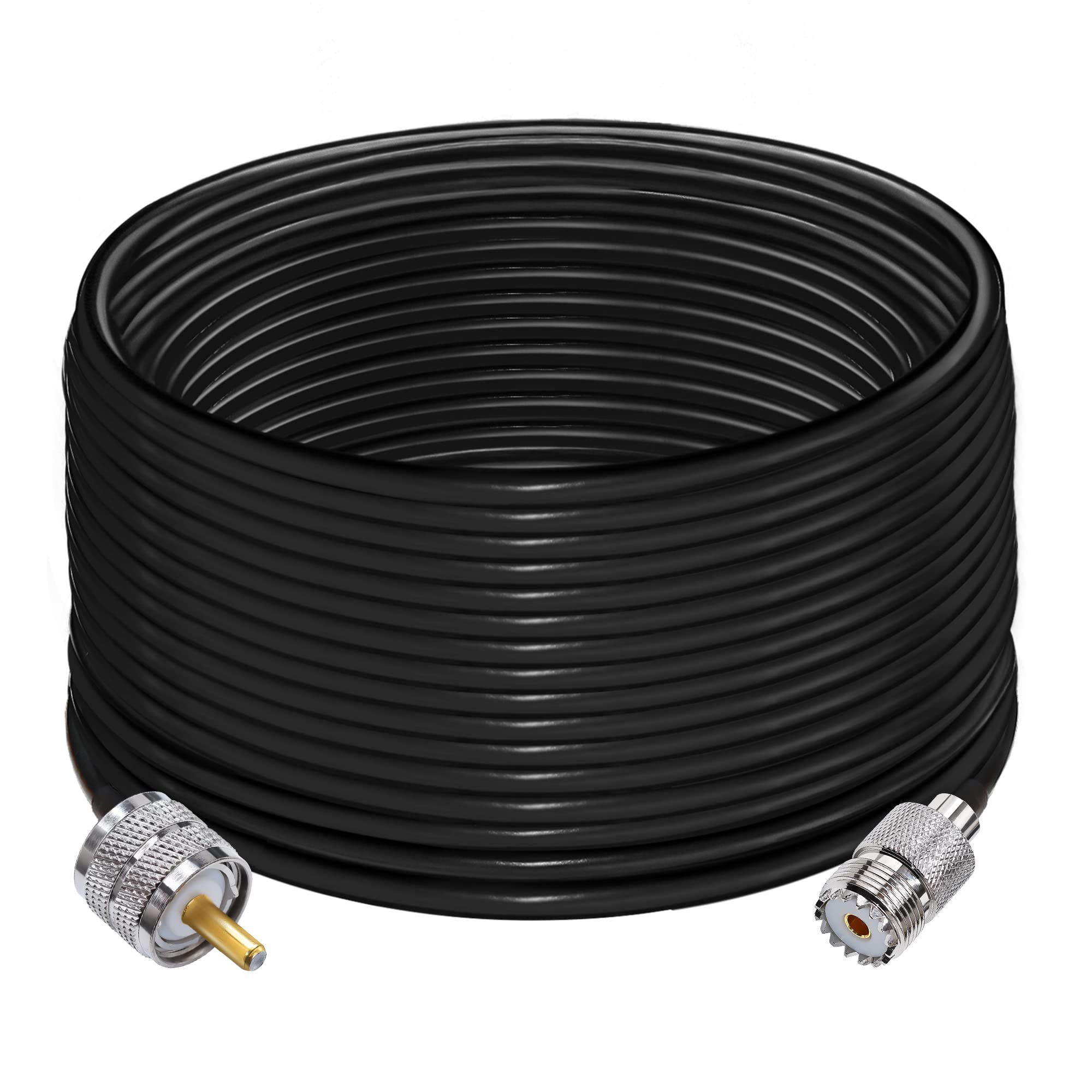 RG58 PL259 UHF CBラジオ同軸ケーブル、低損失UHFオス-SO239メス延長、PL-259アンテナジャンパーケーブル49.2フィート(15メートル)、CBラジオ、アマチュア無線用