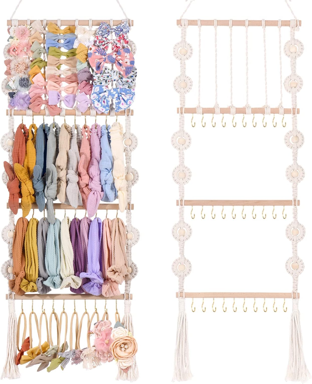 VISATOR Headband Holder Bows Organizer For Girls Hair Baby Accessories Bow Hanger Storage Rack Toddler Room Wall Decor, white