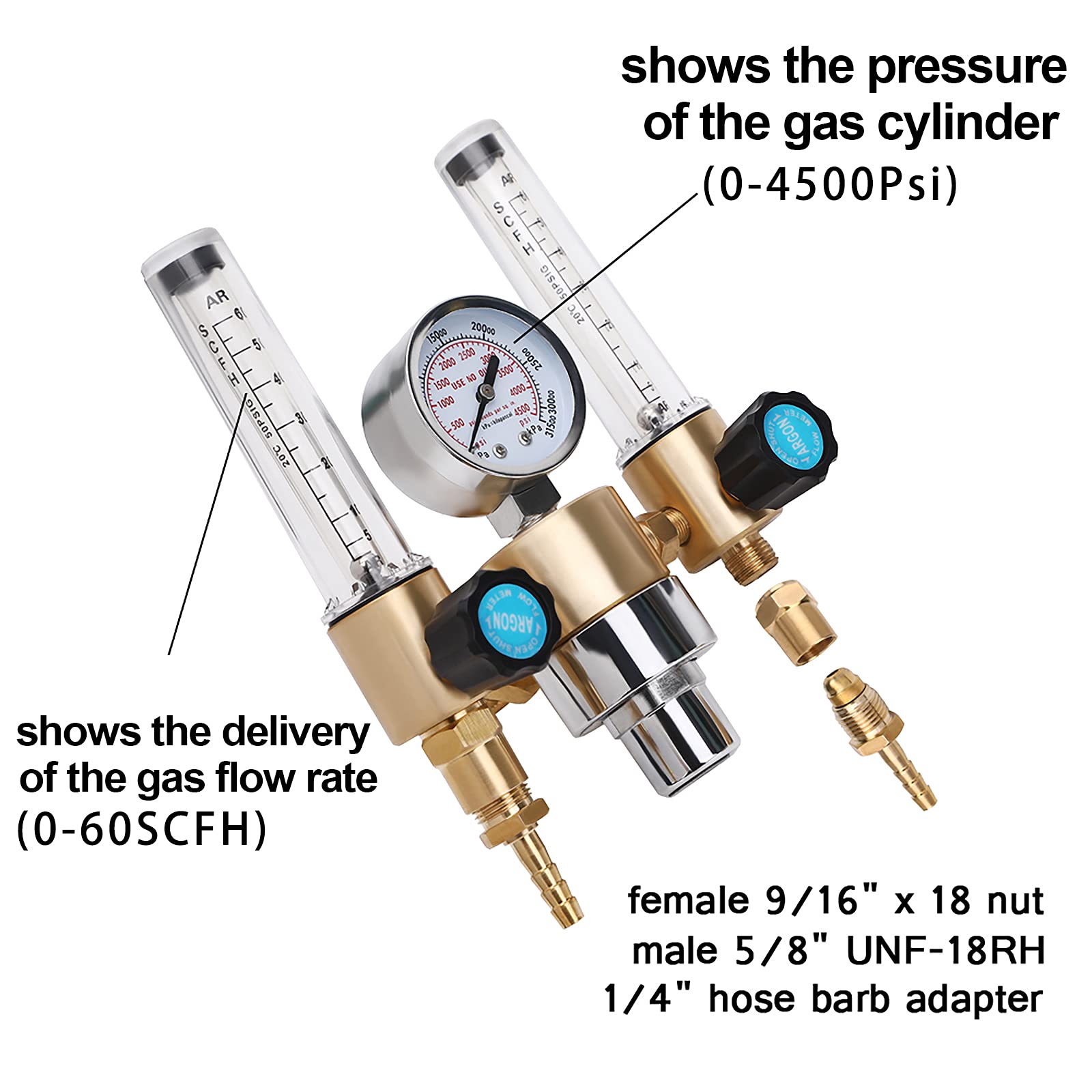 Régulateur Pression Gaz 0-25MPa Argon Jauge de Régulateur Pression  Débitmètre Soudure Mig Tig Contrôle-HAJ