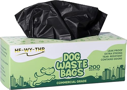 HF-WY-THR Bolsas de basura para perros, 200 unidades, bolsas para excrementos de perro, rollos de repuesto para exteriores, a prueba de fugas y