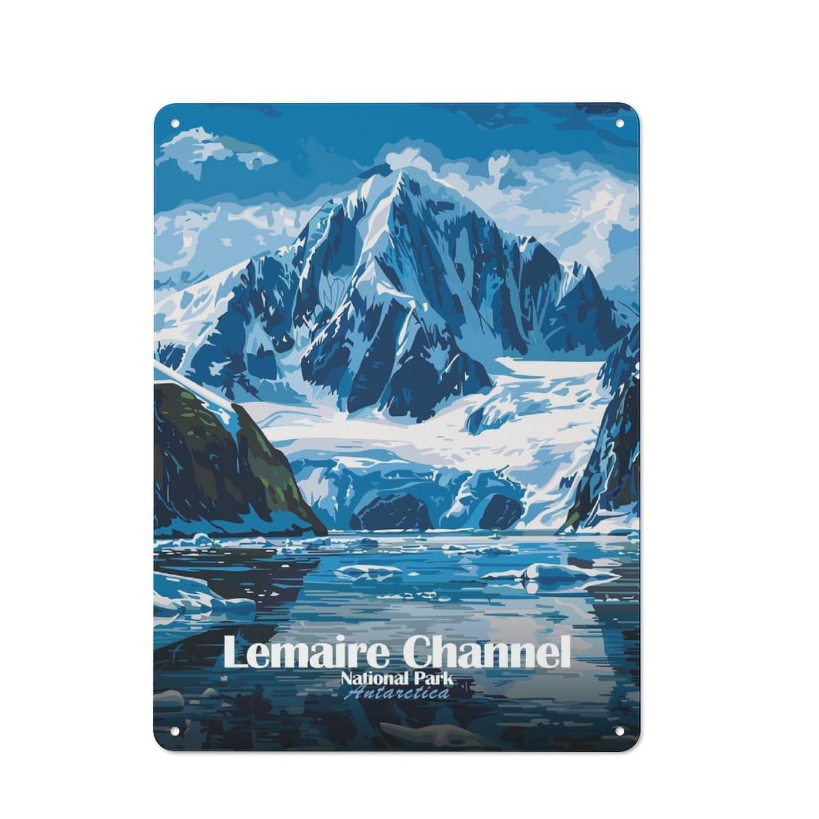 Junmoney Style-3 Tin Wall Plaque 40X30cm With Lemaire Channel National Park Antarctica For Home Office Or Studio, For Garage, Workshop And Man Cave Decoration