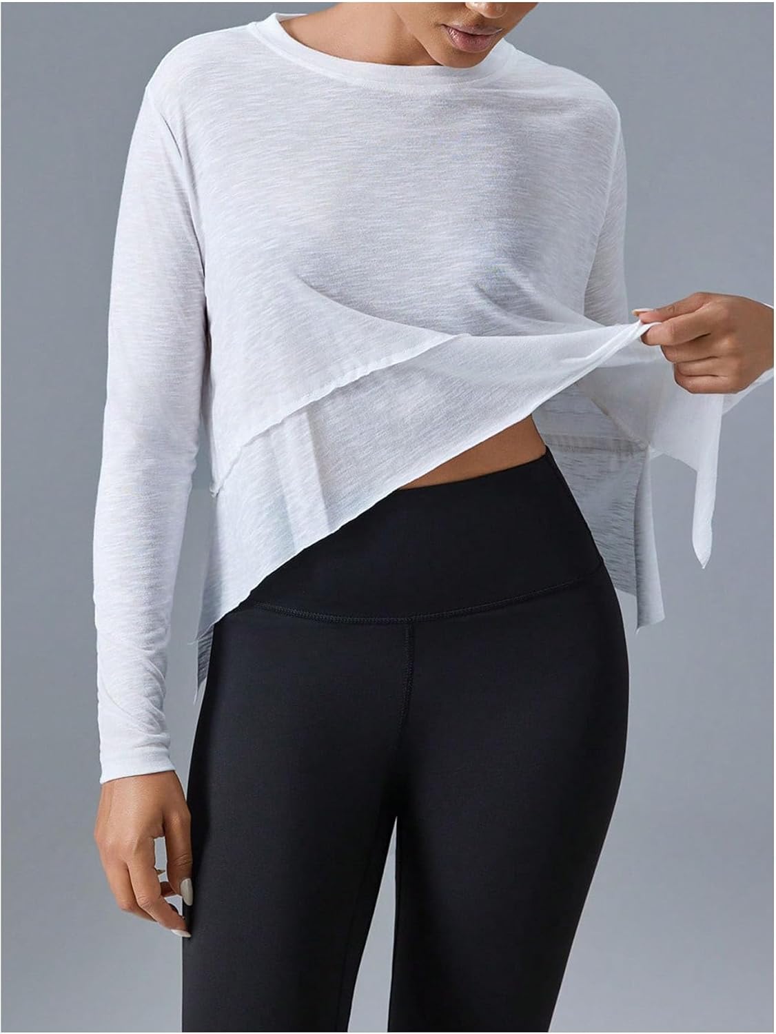 SHENHE Women's Long Sleeve Shirt Low Fit Flowy Workout Top Athletic Yoga T Shirt Top - Image 4