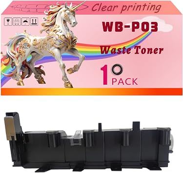 WB-P03 Waste Toner Container Compatible for Konica Minolta bizhub C25 C3100P C3110 C35 C35P magicolor 3730DN 4750DN 4750EN Printers, High Yield 30000 Pages, Clear Bright Colors 1 Pack Black
