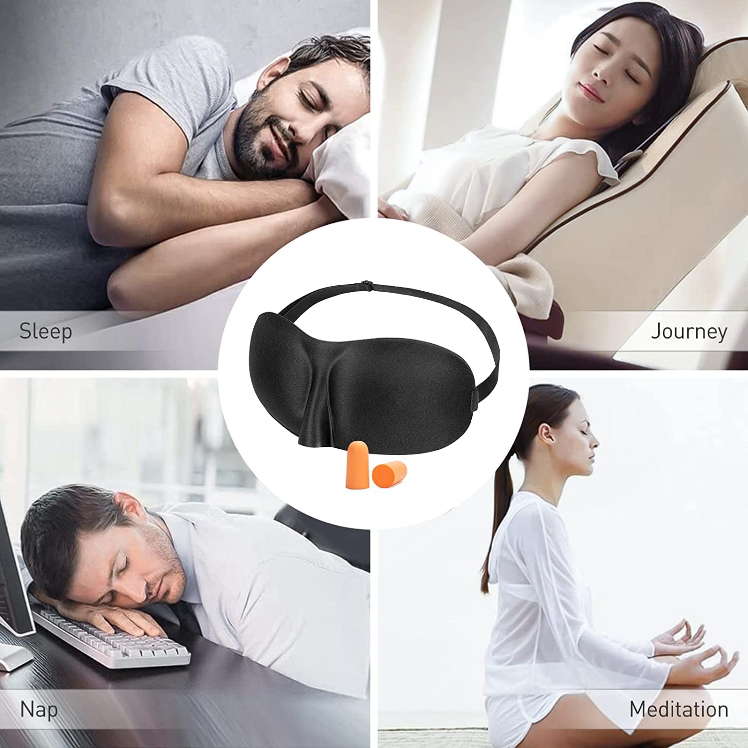 Maschera Per Dormire 3D In Memory Foam E Tessuto Leica - Regolabile, Blocca La Luce, Per Donne E Uomini