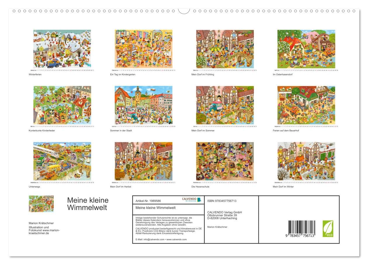 Meine kleine Wimmelwelt (hochwertiger Premium Wandkalender 2026 DIN A2 quer), Kunstdruck in Hochglanz: Lustige Wimmelbilder für Kinder (CALVENDO Spass)