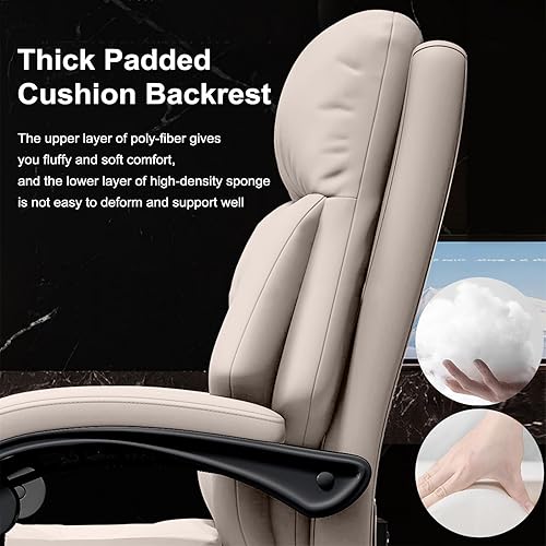 Miniatura 4 de Silla de oficina ejecutiva con ruedas, sillas de escritorio ergonómicas de piel sintética con reposapiés, respaldo alto, sillas de juegos para