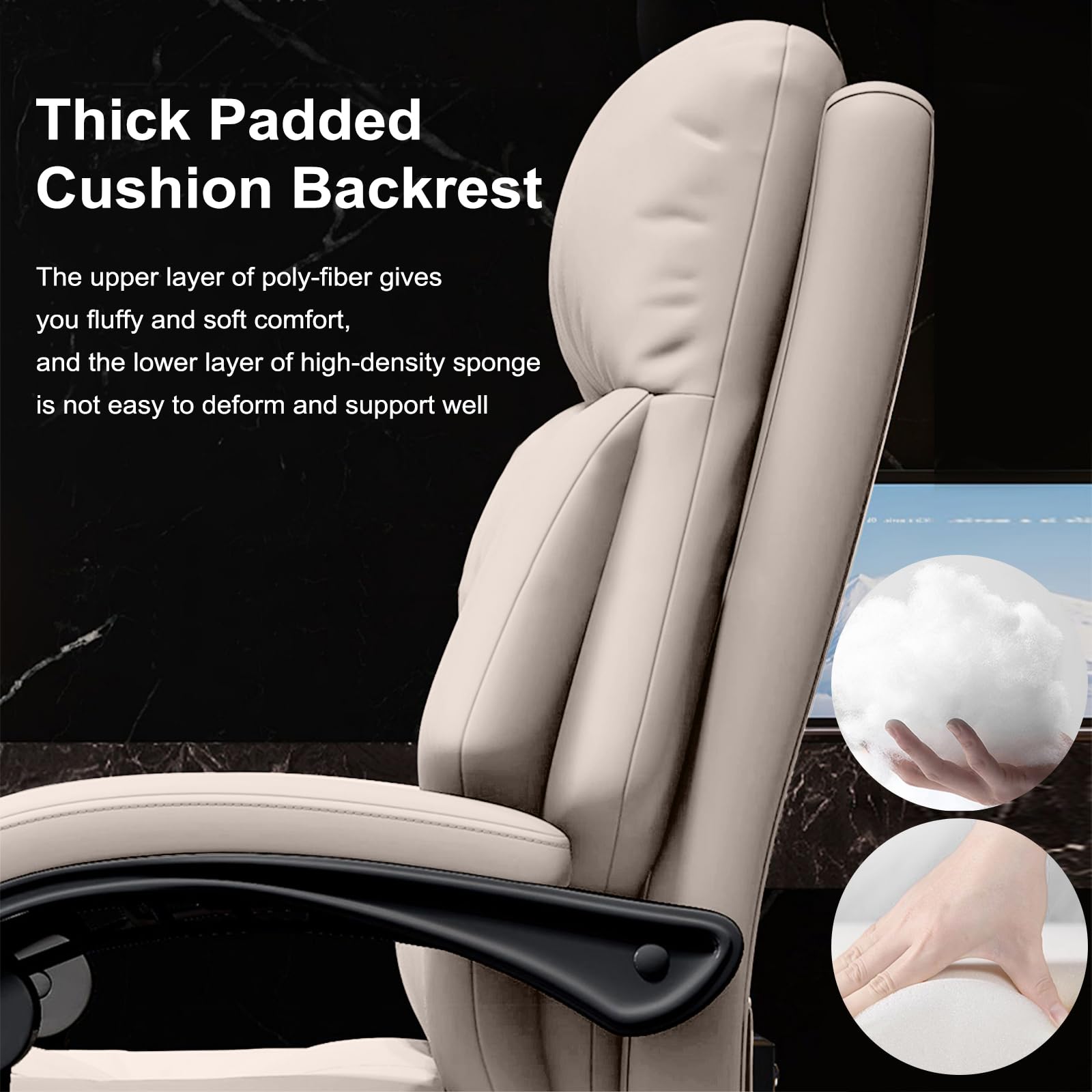 Office Chair with Leg Rest Executive Desk Chairs with Wheels High Back Computer Gaming Chairs Adjustable Reclining Ergonomic — view 4