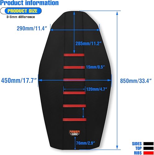 Miniatura 22 de Funda universal para asiento de motocicleta, agarre de goma antideslizante a rayas, costura suave para CRF WR WRF RMZ YZF SXF EXC EXC XC SX CR KLX