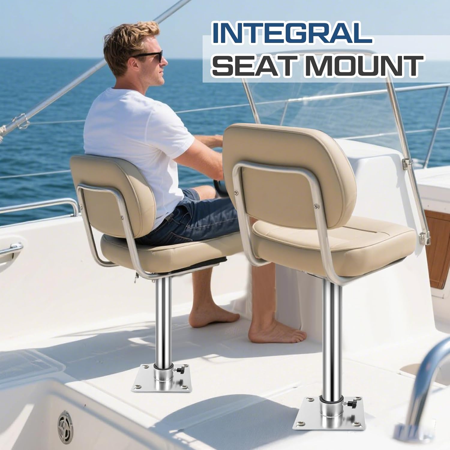 1.77 Inch Boat Seat Pedestal with Slide Mount Adjustable Height Posts Plug-in Power Pedestals with Seat Mount Available in 21.5" to 29.5"/ 12.4" to 18.1"