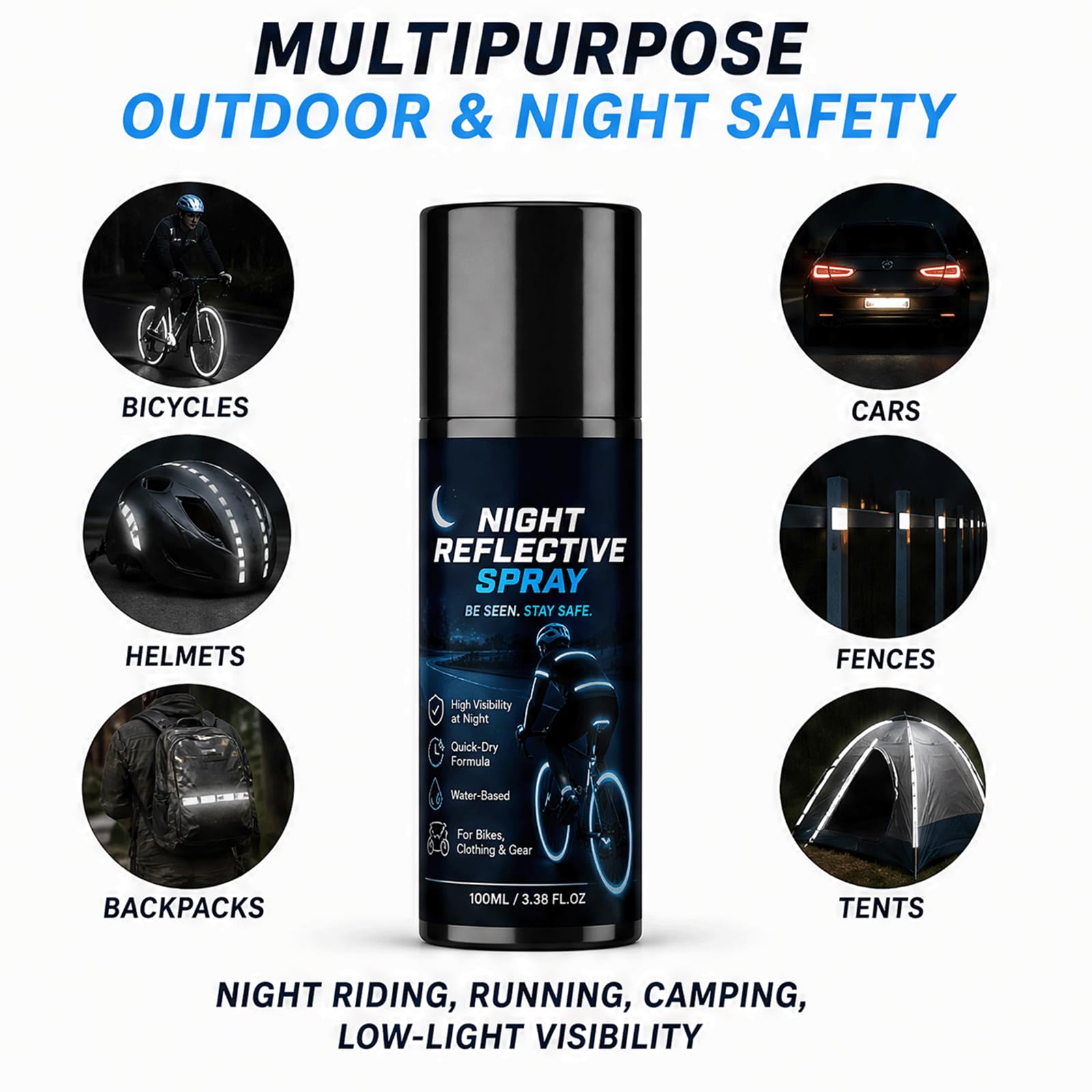 Night Reflective Spray-Clear Night Safety Coating Outdoor, Invisible Daytime Reflective Finish Spray, Mehrzweck wetterfest hohe Sichtbarkeit Reflektive Sprays (5PCS)