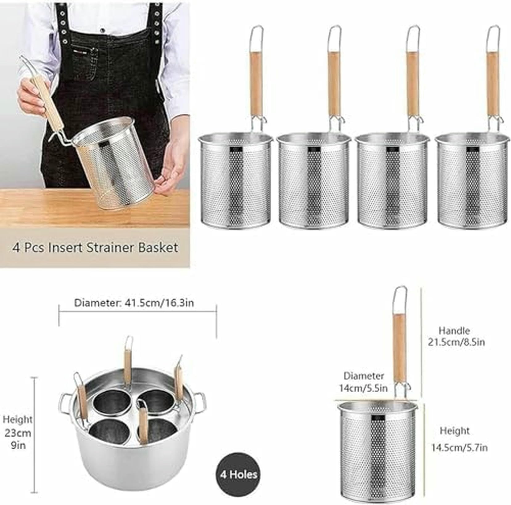 Pentola per Pasta in Acciaio Inossidabile con Inserto a Vapore, 201 pentole in Acciaio Inossidabile per Gas a induzione, cestello Versatile per Cucina casa Cucina Spaghetti Verdure