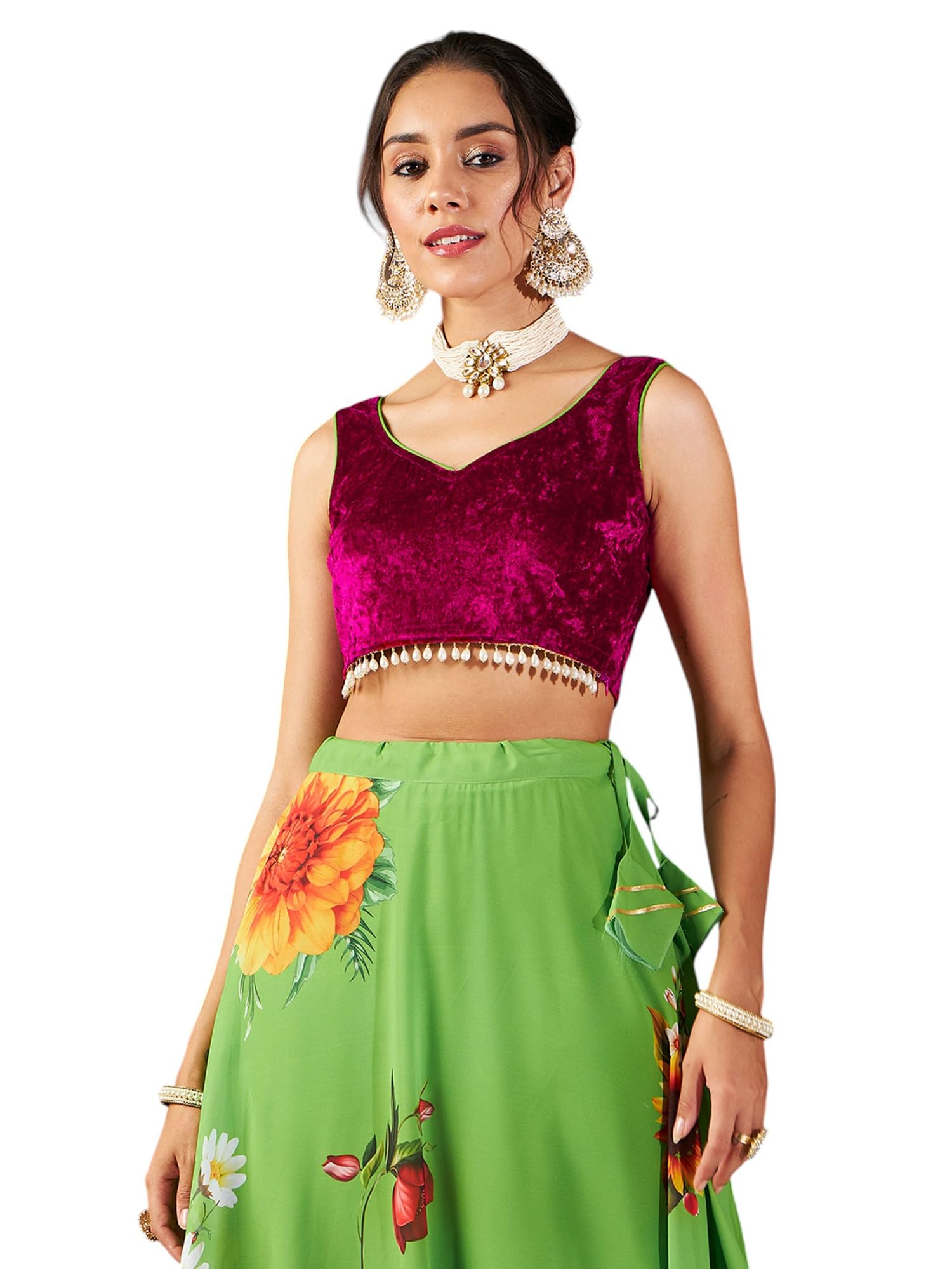 Fuchsia Velvet Sleeveless Crop Top-image-20