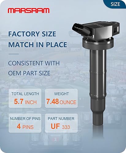 Vista 62 de Marsram Paquete de bobinas de encendido UF487 y doble bujía de iridio para Toyota Lexus 2005-2018 Camry Highlander Avalon Rav4 Sienna Venza RX350