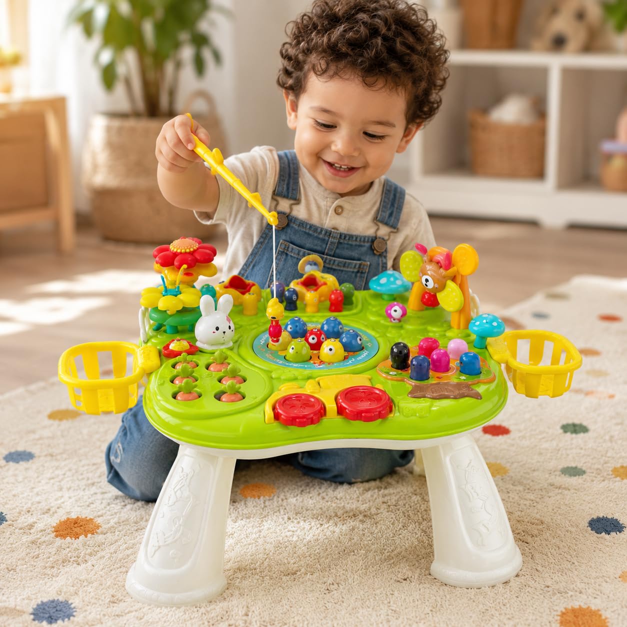 MMOBIEL Tavolo da gioco multifunzione 2 in 1 per bambini, 6 giochi di attività con luci e suoni, gambe rimovibili, tavolo educativo interattivo