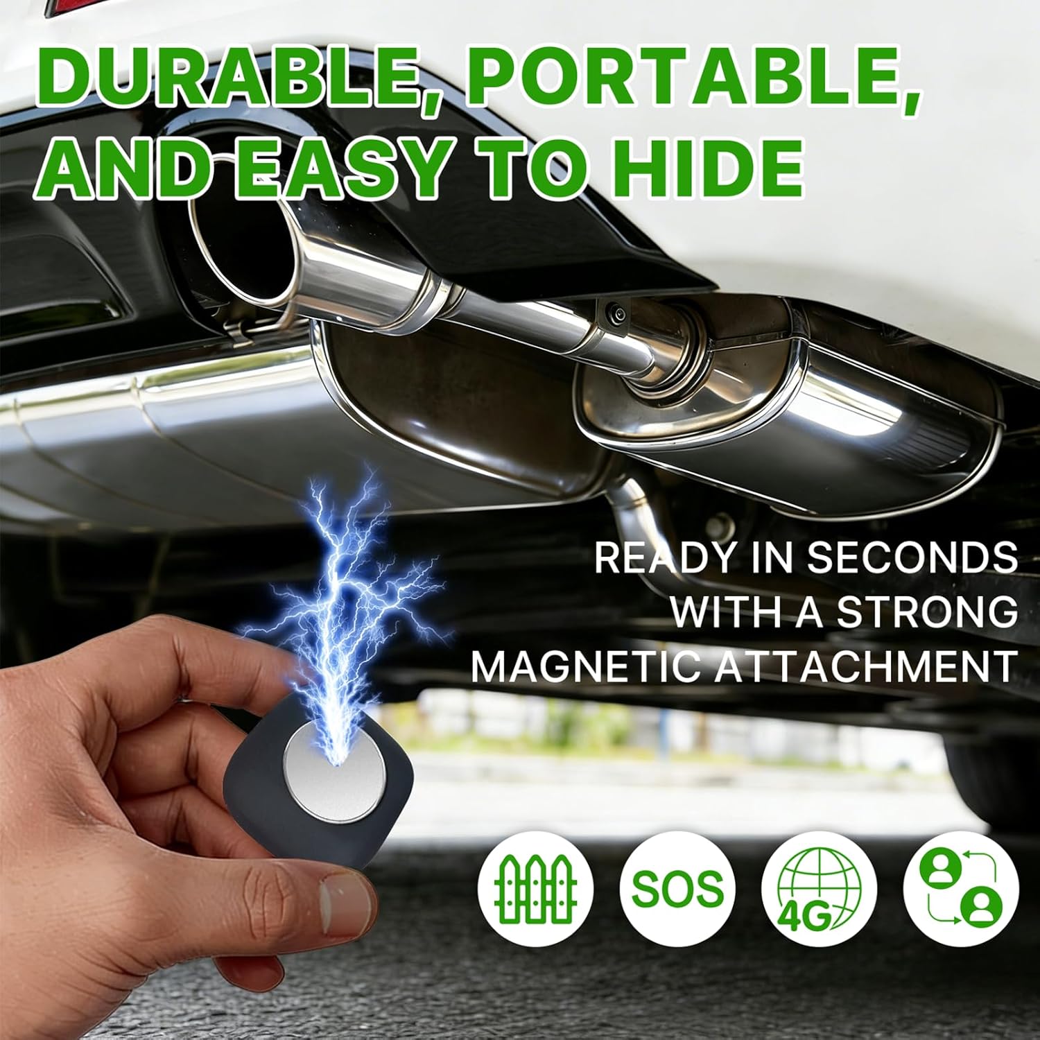 Benarlee GPS Tracker Works with 4G LTE&Apple Find My, Real-time Location Tracker Supports iOS&Android for Kids Dogs Vehicles Valuables, Waterproof, Compact Portable, Space Gray, Subscription Required