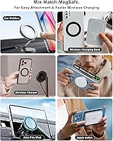 Vista 4 de Anillos adaptadores magnéticos 2 piezas compatibles con MagSafe, para Kindle Pop Socket Magnetic, para accesorios Magsafe y carga inalámbrica