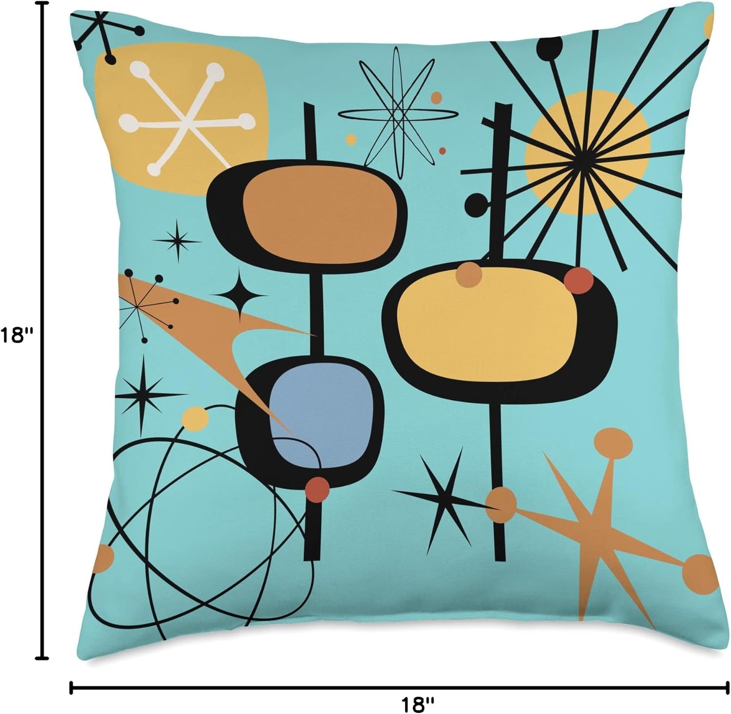 Retro Mid Century Modern MCM Vibe Aesthetic Futuristic Art Throw Pillow