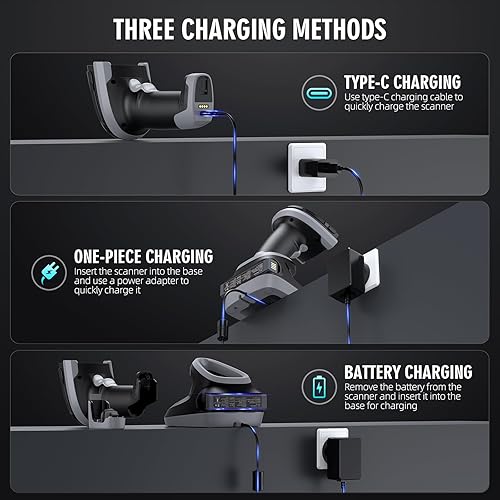 Miniatura 3 de TEEMI Escáner de código de barras industrial Bluetooth 2D con sensor de megapíxeles de alta resolución, lector de mano, diseño industrial