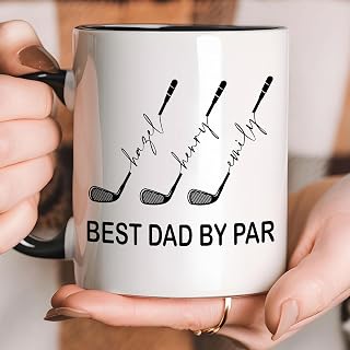 Funny Golf Lovers Gift For Men Best Dad By Par Mug Personalized Fathers Day Gift For Dad Grandpa From Son Daughter Grandkids Christmas Birthday Gifts For Him Custom Kids Name Coffee Cups