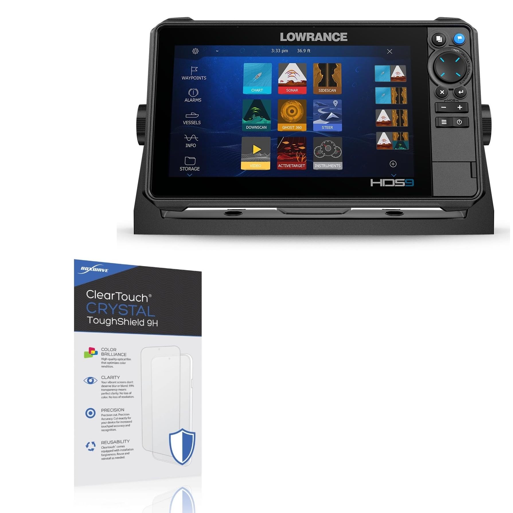 BoxWave Screen Protector Compatible with Lowrance HDS PRO 9 - ClearTouch Crystal ToughShield 9H (2-Pack), Clear 9H Tough Flexible Film Screen Protector