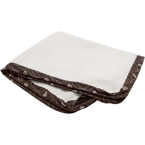 Furhaven Replacement Dog Bed Cover Sherpa & Flannel Paw Print Mattress, Machine Washable - Dark Espresso, Small