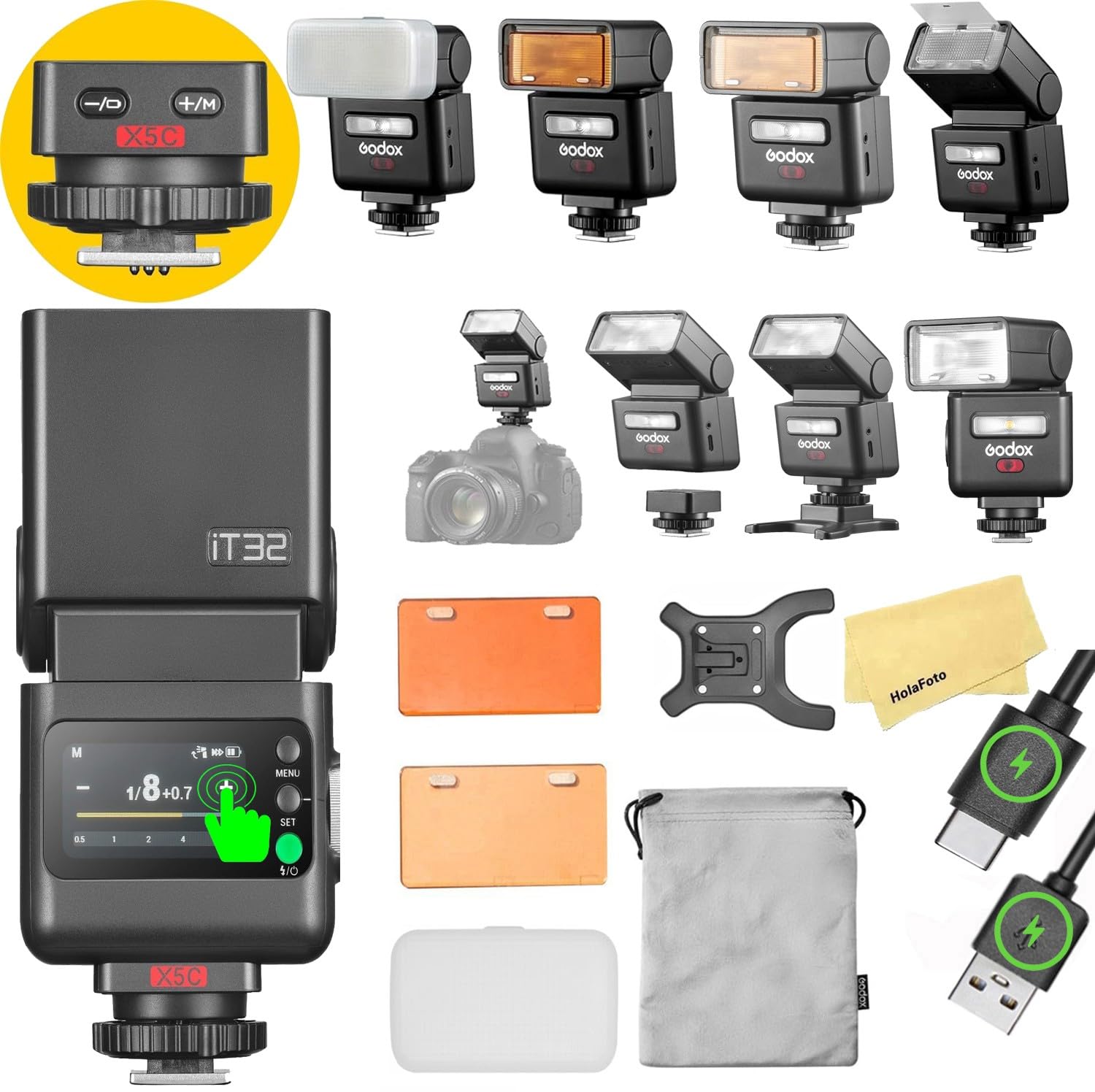その他 Godox it 32 & X5C Amazon.com : GODOX iT32 TTL Camera Flash with X5C Flash Trigger