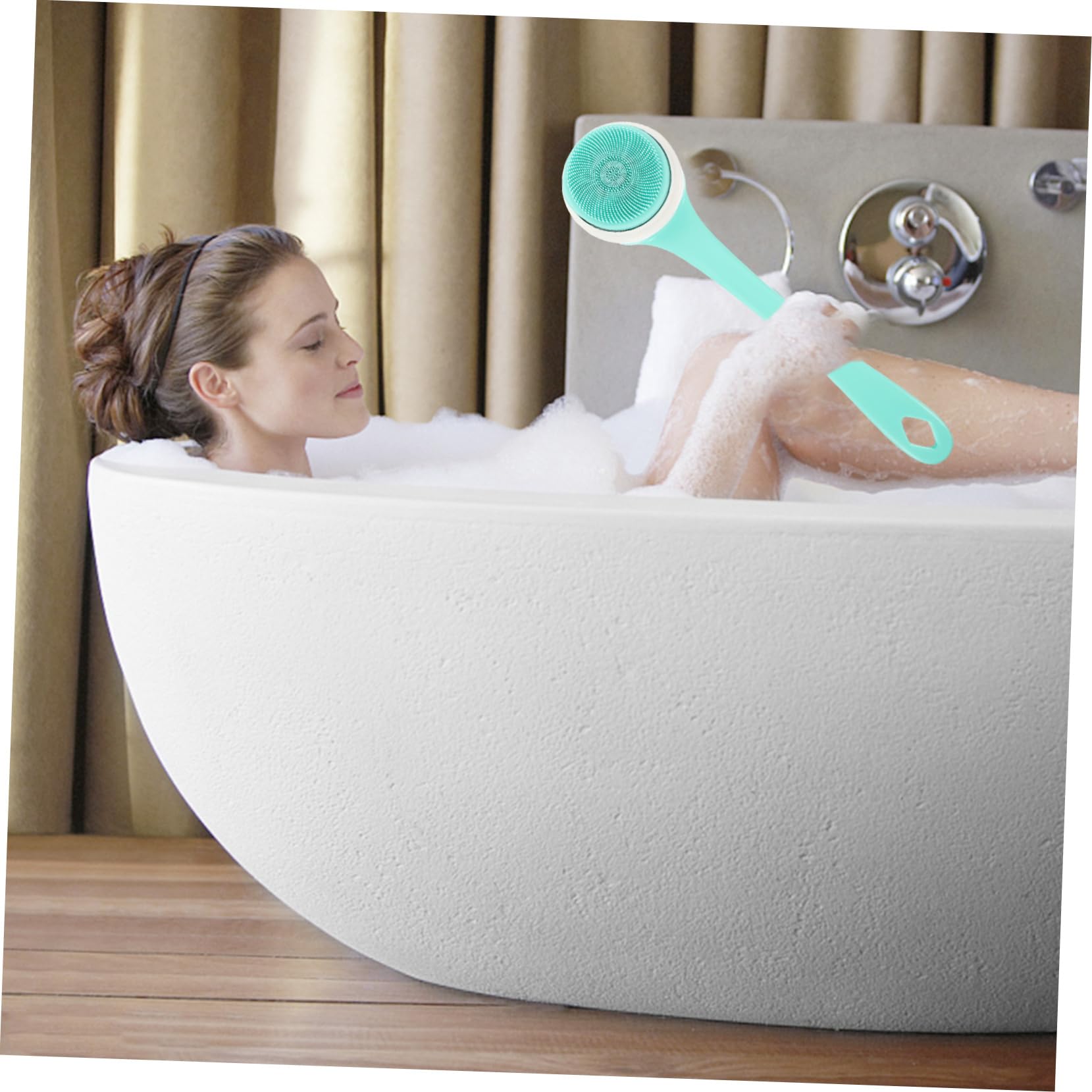 Beavorty Spazzola Elettrica Per Corpo Velocità Regolabili Spazzola Scrub Per Corpo in Silicone Per Doccia Detergente Per Pulizia Profonda Lungo Manico