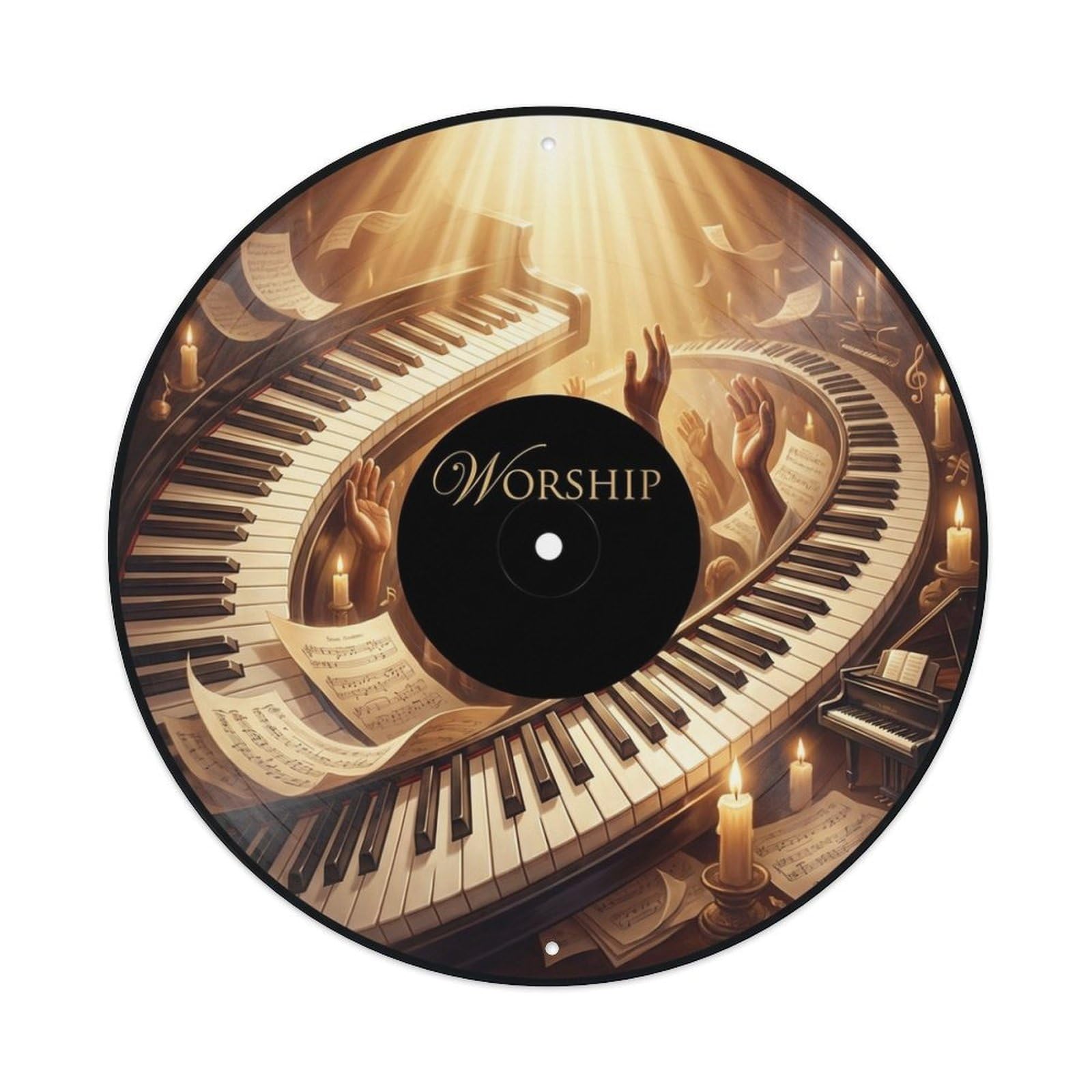 Piano Worship Gospel Vinyl Records Music Cover Metal Tin Sign