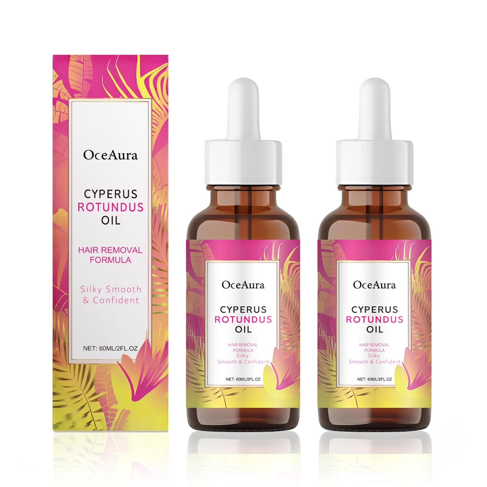 Cyperus Rotundus Oil,60ML Cyperus Rotundus Oil Hair Removal,Olio Cyperus Rotundus per la Depilazione,Riduce i pori e inibisce la crescita dei peli,Adatto a tutti i tipi di pell (Rosa)