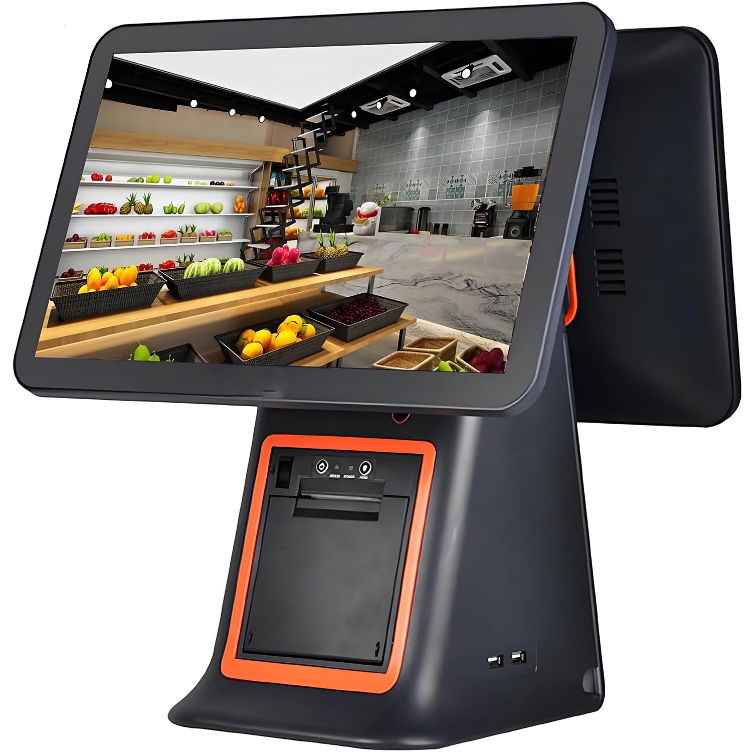 Registratore di cassa con stampante termica integrata con cassetto contanti,scanner di codici a barre,registratore di cassa touch screen per piccole imprese Registratore di cassa tutto in uno Black-A