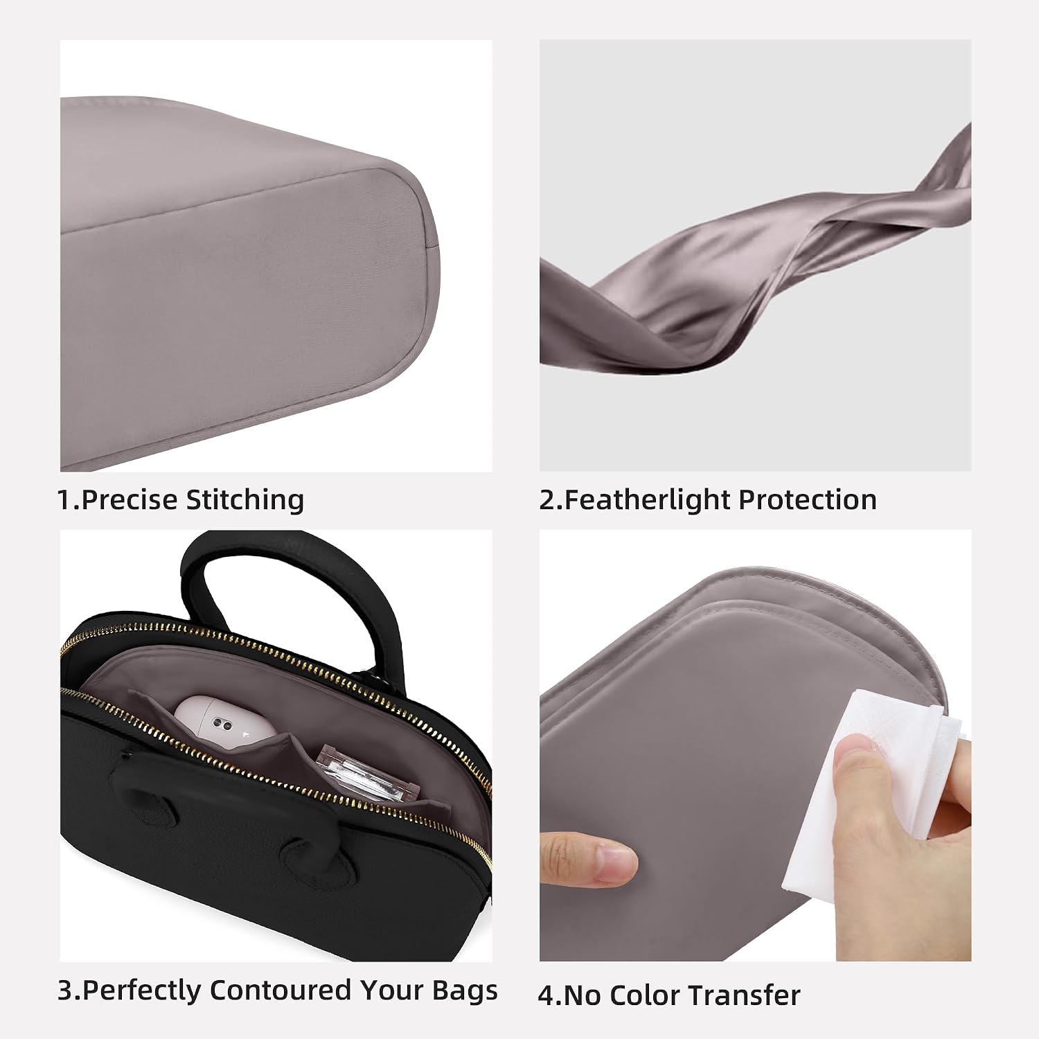 DGAZ Silk Purse Organizer Insert Fits Bolide 1923mini/25/27/31/35,Silky Smooth Bag Organizer，Luxury Handbag & Tote Shaper(Konjac Purple,1923 Bolide mini) image 3