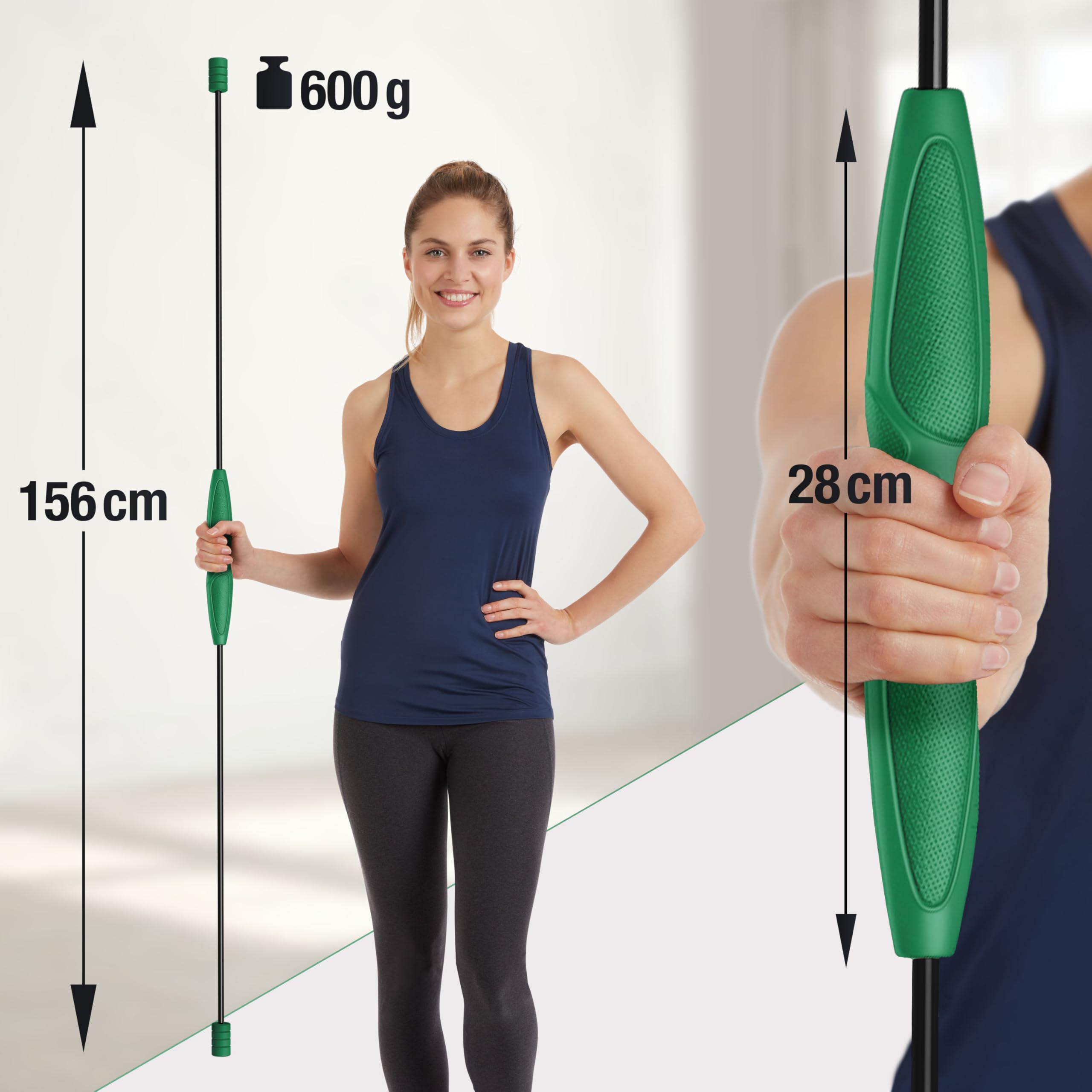 NAJATO Sports Schwingstab – Swingstick inkl. E-Book (PDF Datei) – Wackelstab mit verstellbaren Gewichten – Für Physiotherapie & Fitness