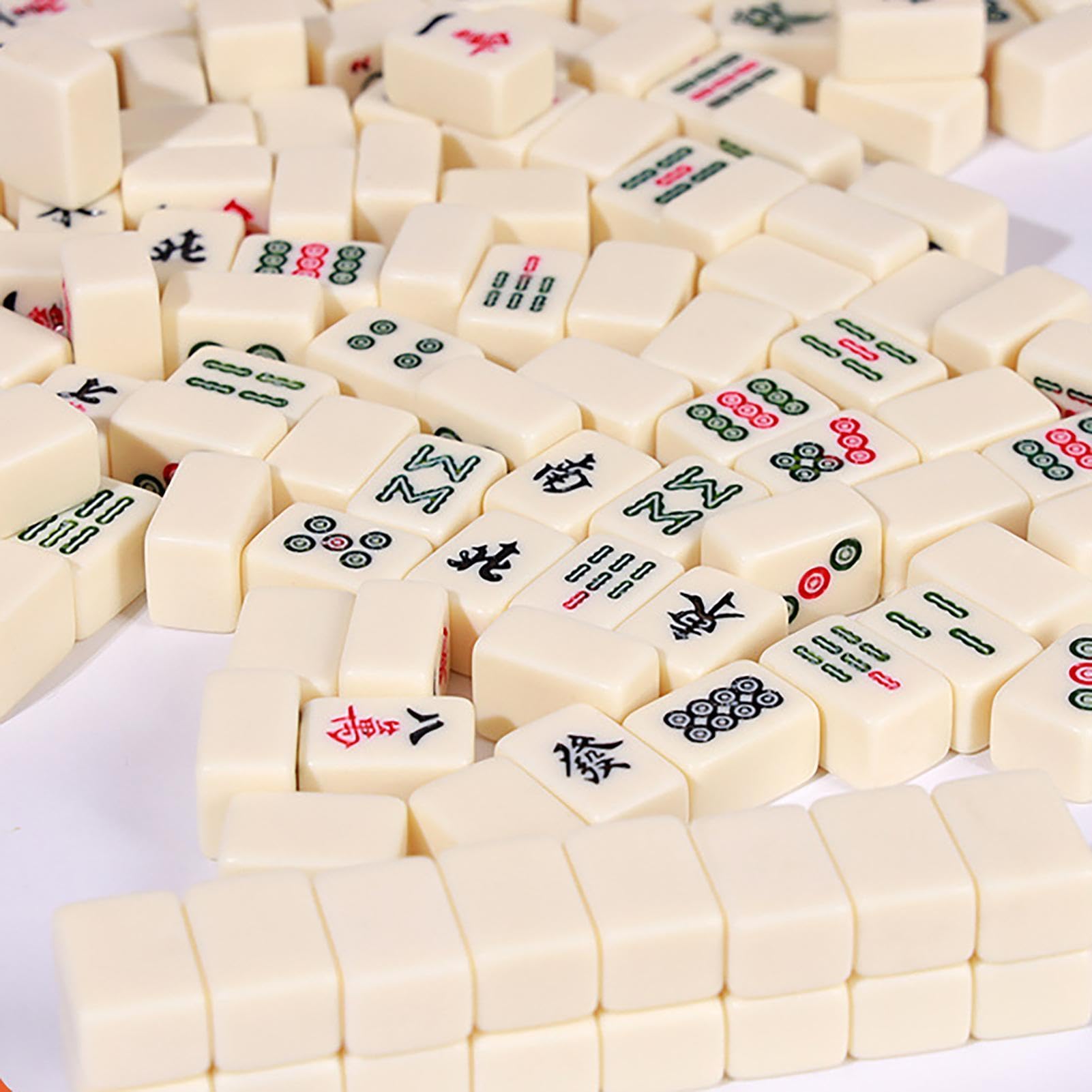 Set De Mahjong Portátil De 146 Fichas De Resina De Melamina – Incluye Dados Y Bolsa De Almacenamiento, Ideal Para Viajes Y Reuniones