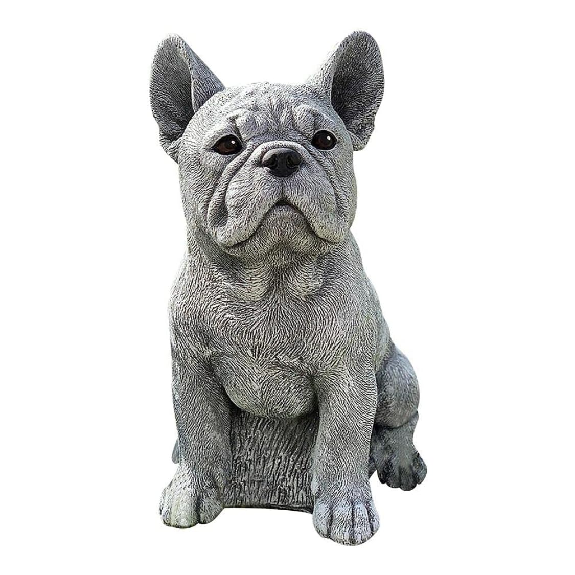 French Bulldog Statue|Garden Dog Statue Ornament Realistic Resin Animal Sculpture Realistic French Bulldog Polyresin for Flower Beds Indoor Outdoor Lawn Garden Decor Sculpture