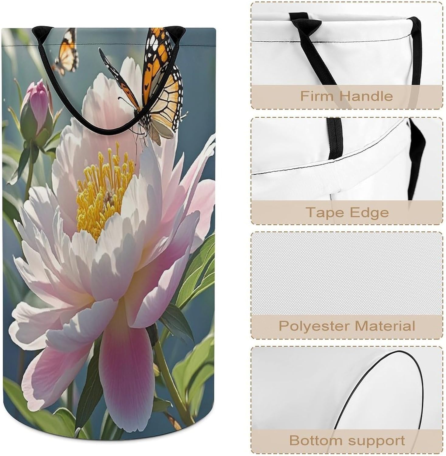 Cute Little Butterfly Laundry Hamper Large Collapsible Laundry Basket with Handles Waterproof Clothes Hamper Portable Dirty Clothes Basket for Bedroom Laundry Room Closet Bathroom
