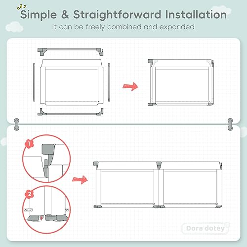 Miniatura 7 de Corralito para bebés con puerta, corralito plegable para bebés y niños pequeños, corralito ajustable para bebés, patio de juegos grande, negro