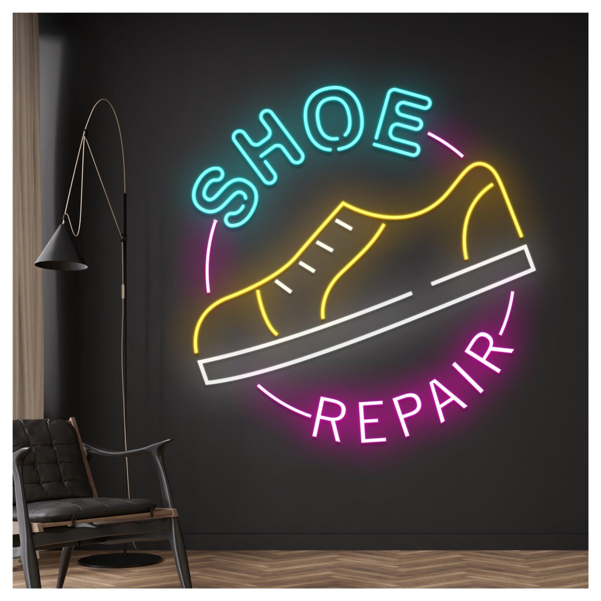XENITE Luces Art Decoration Christmas Letrero De Neón Reparación Zapatos, Ideal Para Decoración Pared Tiendas, Con Luz Regulable 50cm