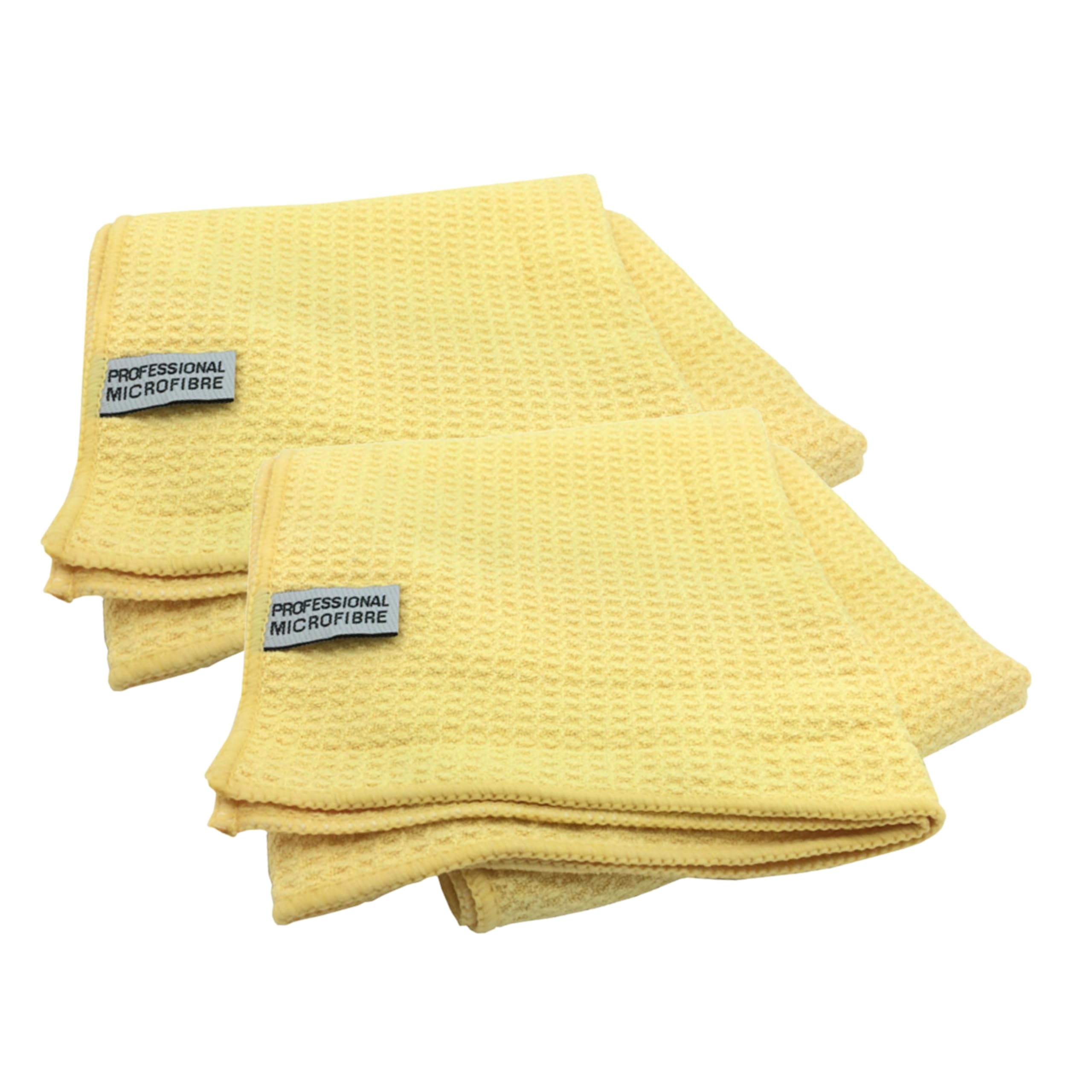 Tek Automotive Yellow/Beige Waffle Microfibre Car Drying Towels – Twin Pack Extra Large 76X56cm Absorbent & Streak-Free For Fast Vehicle Drying